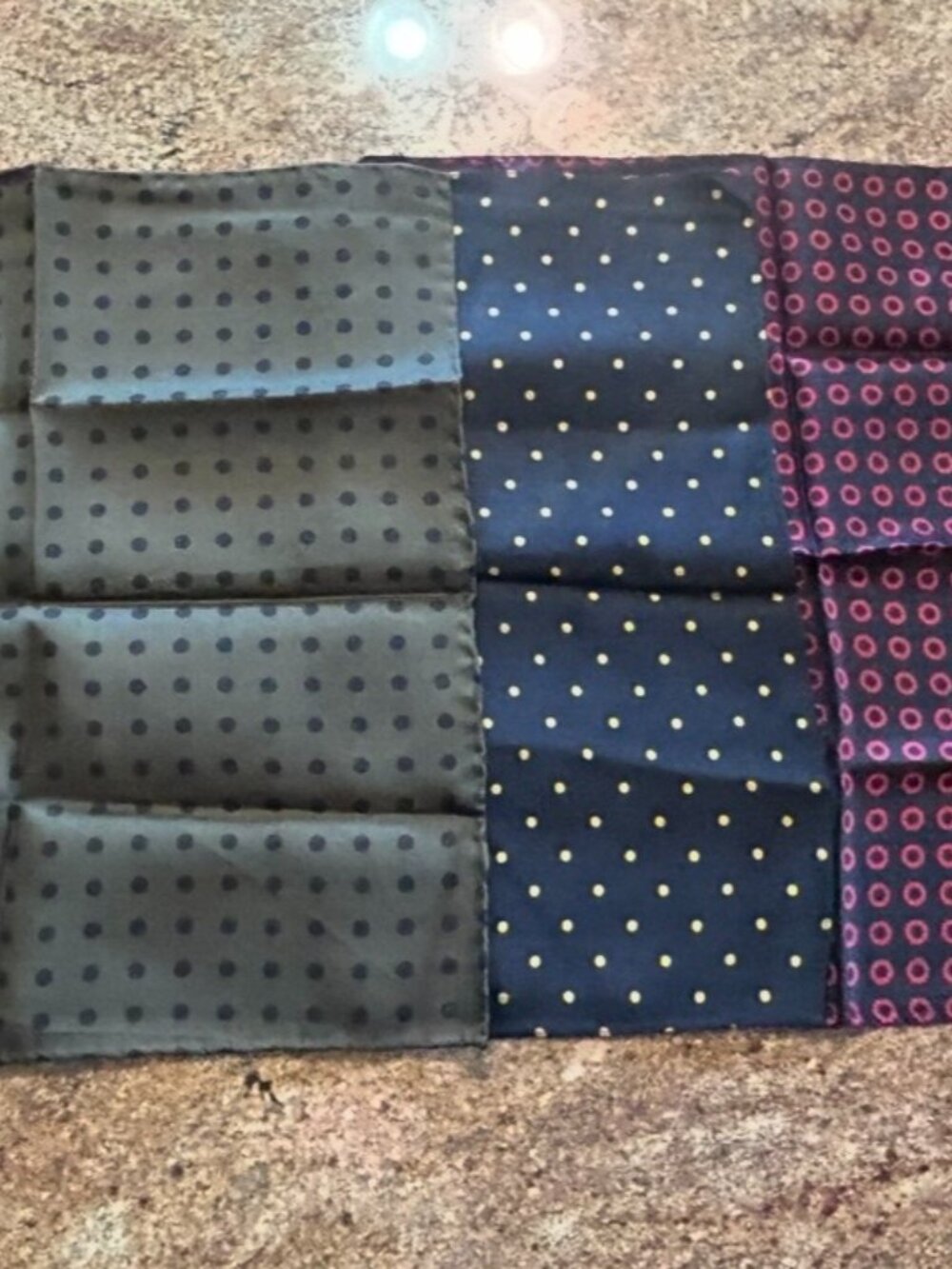Three Silk Pocket Squares No Labels